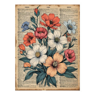 Impression Photo 🌷 Vintage Floral Printable Wall Art - Dictionnair