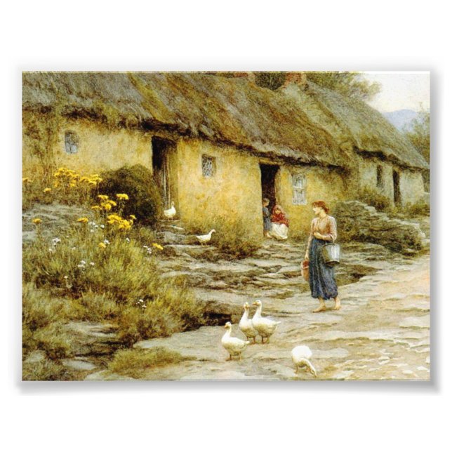 Impression Photo Vintage Helen Allingham Irish Cottage (Devant)