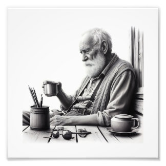Impression Photo Vintage Matin Moment café noir & blanc