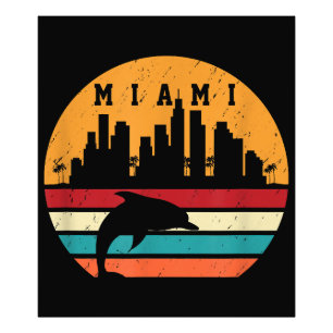 Impression Photo Vintage Miami 80s Dolphin Silhouette Souvenir Dolp