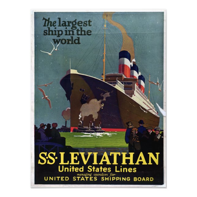 Impression Photo Vintage Nautique SS Leviathan Voyage de croisière (Devant)