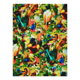 Impression Photo Vintage Parrots sauvages de la Jungle tropicale