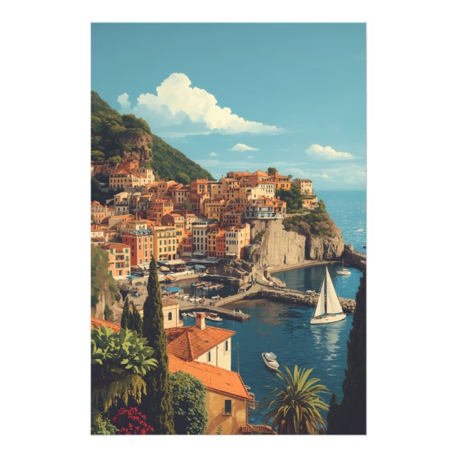Impression Photo Vintage Style Portofino Genova Italy (Devant)