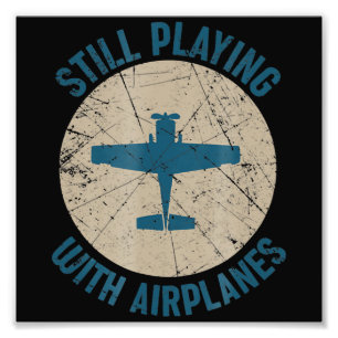 Impression Photo Vintage Toujours Jouer Avec Avions Pilote Cadeau