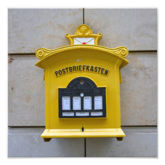 Impression Photo Vintage Yellow Mailbox, Dresden, Germany