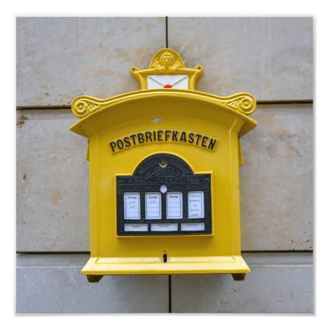Impression Photo Vintage Yellow Mailbox, Dresden, Germany (Devant)