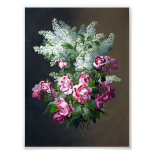 Impression Photo Vintages Roses violets et Lilacs blancs