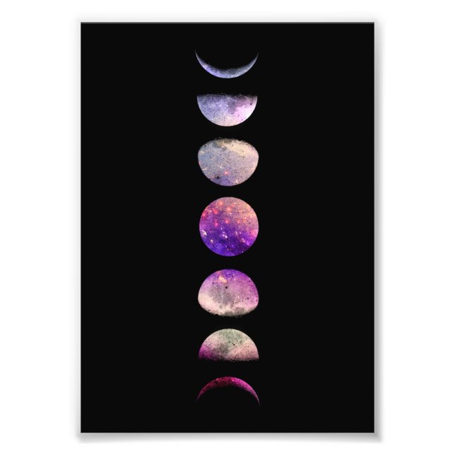 Impression Photo Violet Rose Moon Phases Art Print (Devant)