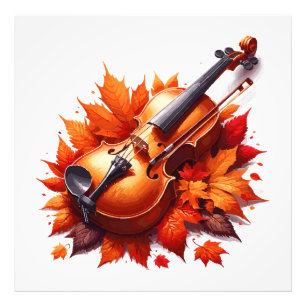 Impression Photo Violon dans le lit de feuilles