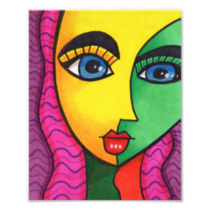 Impression Photo Visage de fille abstrait coloré