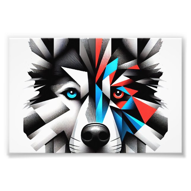Impression Photo Visage de Husky Géométrique Design d'Art Moderne (Devant)