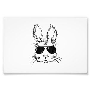 Impression Photo Visage de Lapin Avec Lunettes de Soleil Jour de Pâ