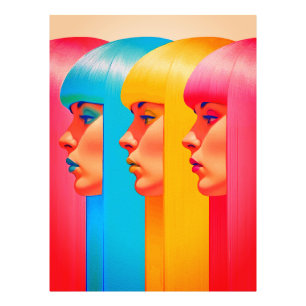Impression Photo Visages Colorés Profils Latéraux Multicolores Vibr