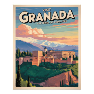 Impression Photo Visitez Granada Vintage voyage Art