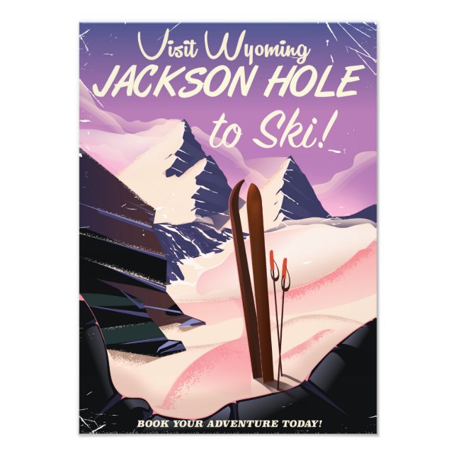 Impression Photo Visitez Wyoming ! Affiche de voyage pour skier à J (Devant)