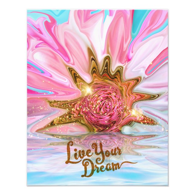 Impression Photo Vivez votre rêve - Rose Flower power (Devant)