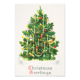 Impression Photo Vœux de Noël, carte vintage, Sapin de Noël
