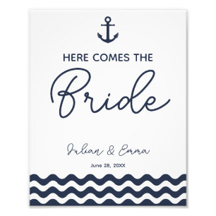 Impression Photo voici le panneau mariage mariée bleu marine