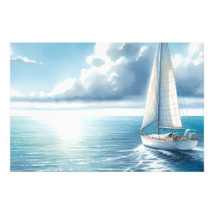 Impression Photo Voilier Solitaire à l'Horizon Bleu