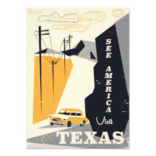 Impression Photo Voir america - Texas 1950s affiche de voyage vinta