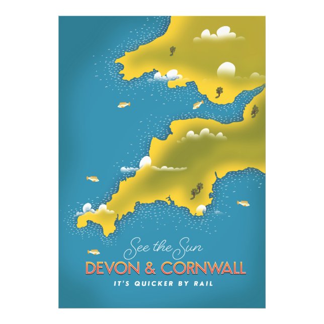 Impression Photo Voir l'affiche de voyage Sun - Devon & Cornwall. (Devant)