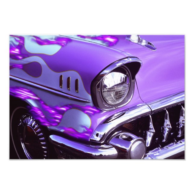 Impression Photo Voiture classique : Chevrolet avec hotte flamboyan (Devant)