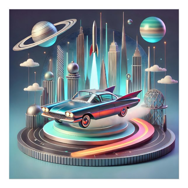 Impression Photo Voiture Coupé Atomic Futuristic Big Fins (Devant)