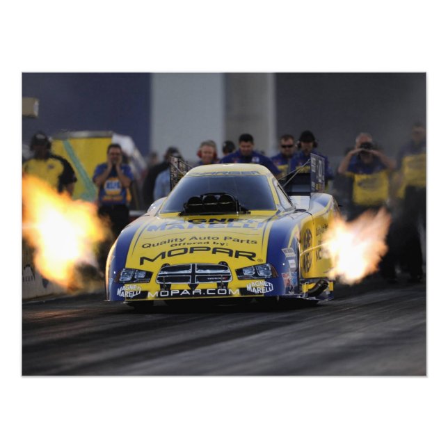 Impression Photo Voiture de course de dragsters drôle en flammes Sp (Devant)