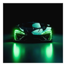 Voiture de sport futuriste Cyberpunk Néon Vert - C