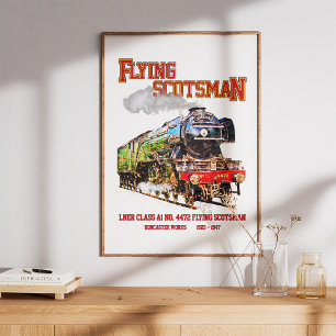 Impression Photo Volant Scotsman Steam Train Anglais Locomotive