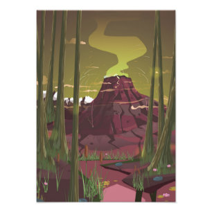 Impression Photo Volcan en éruption dans le dessin animé du marais