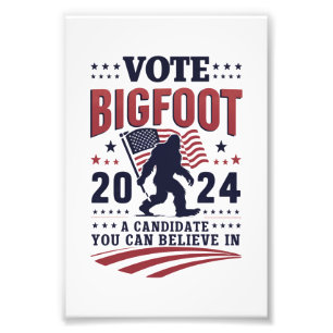 Impression Photo Votez pour Bigfoot 2024 Sasquatch Présidentiel