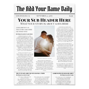 Impression Photo Votre propre article d'actualité de première page 