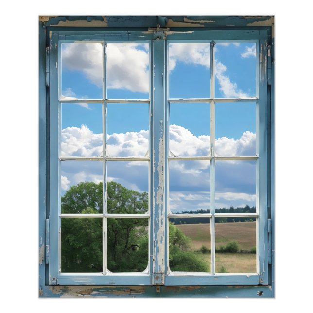 Impression Photo Vue de la fenêtre Paysage ensoleillé (Devant)