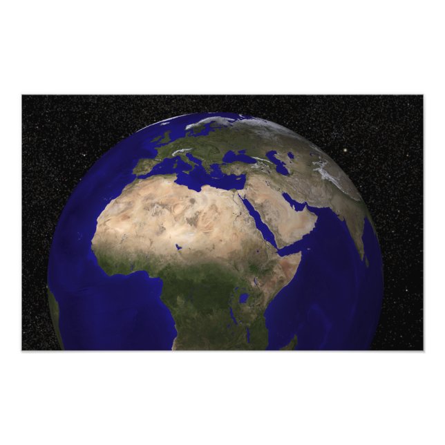 Impression Photo Vue de l'Afrique, de l'Europe, du Moyen-Orient et  (Devant)