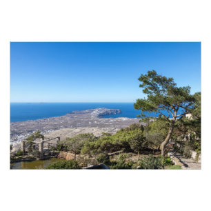 Impression Photo Vue de l'île de Santorin depuis le pic de montagne