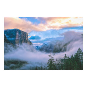 Impression Photo Vue du tunnel Yosemite avec brouillard
