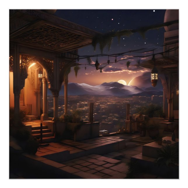 Impression Photo Vue nocturne du palais oriental (Devant)