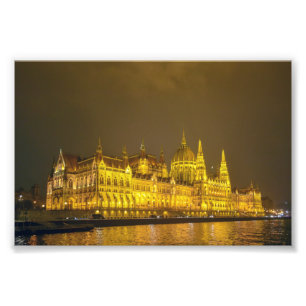 Impression Photo Vue nocturne, Parlement hongrois, Budapest Hongrie