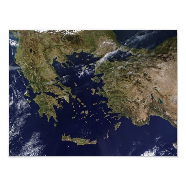Impression Photo Vue satellite de la Grèce et de la Turquie (Devant)