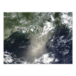Impression Photo Vue satellite des stries et rubans d'huile