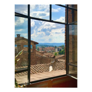 Impression Photo Vue sur le toit de la fenêtre à Sienne, Italie