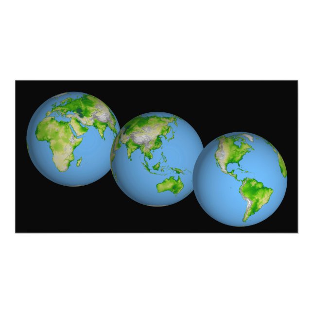 Impression Photo Vue topographique du monde (Devant)