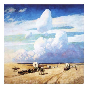 Impression Photo "Wagons couverts" Art occidental par NC Wyeth
