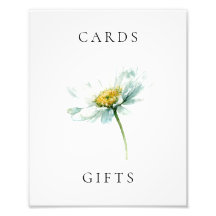 Watercolor Daisy Floral Wedding Cards & Gifts Sign