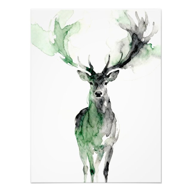Impression Photo Watercolor Deer with Antlers (Devant)