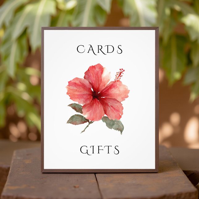 Impression Photo Watercolor Hibiscus Wedding Cards & Gifts Sign (Créateur téléchargé)