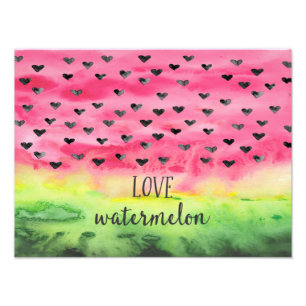 Impression Photo Watercolor Love Watermelon Hearts