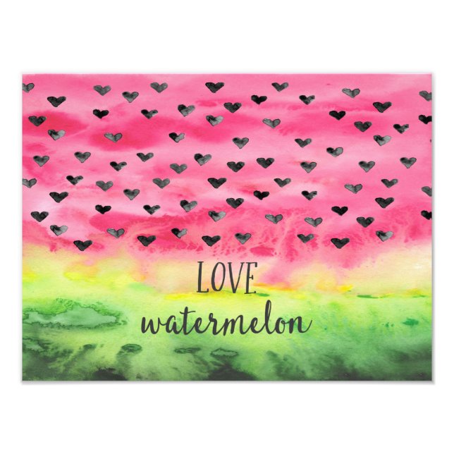 Impression Photo Watercolor Love Watermelon Hearts (Devant)