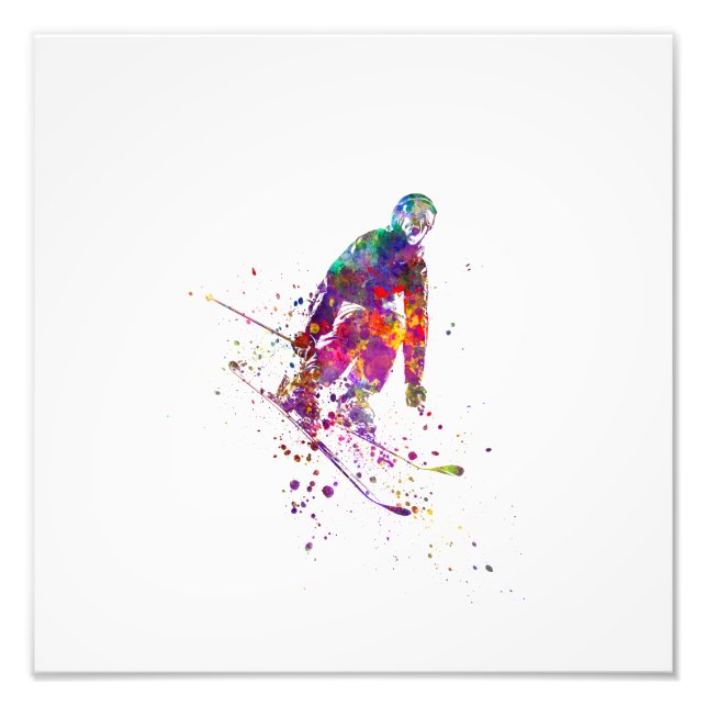 Impression Photo watercolor skier (Devant)